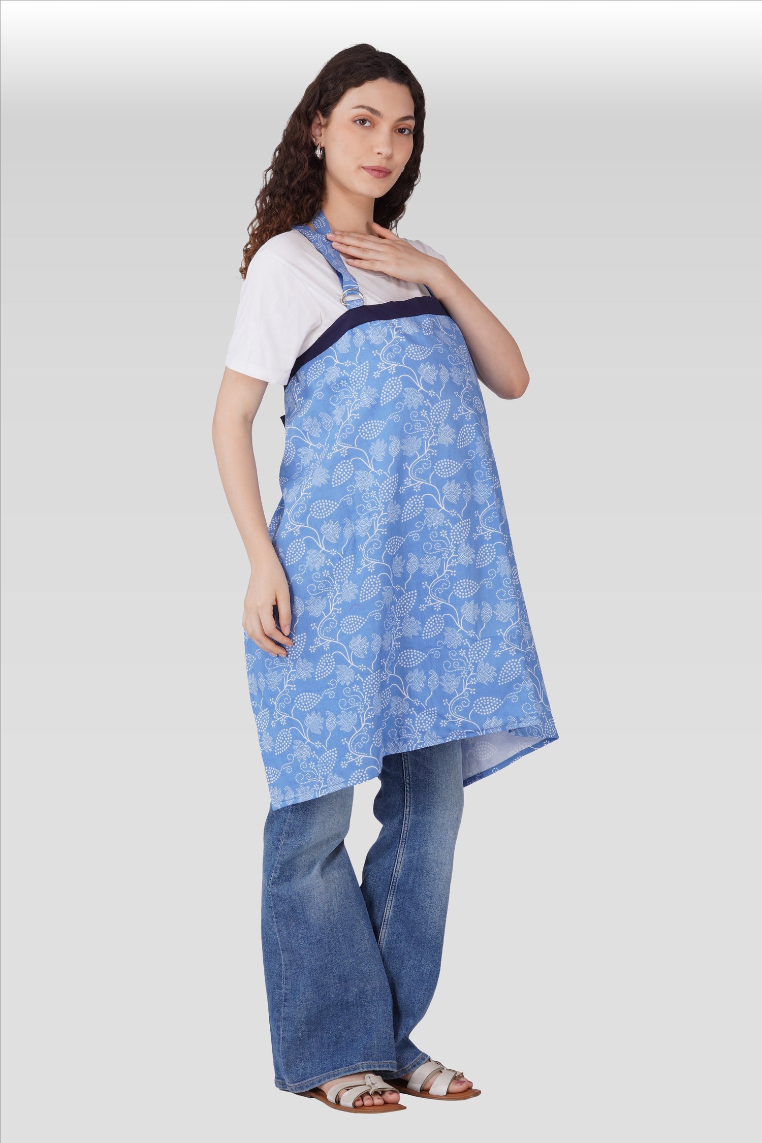 Pale Pink Cotton Printed Feeding Apron