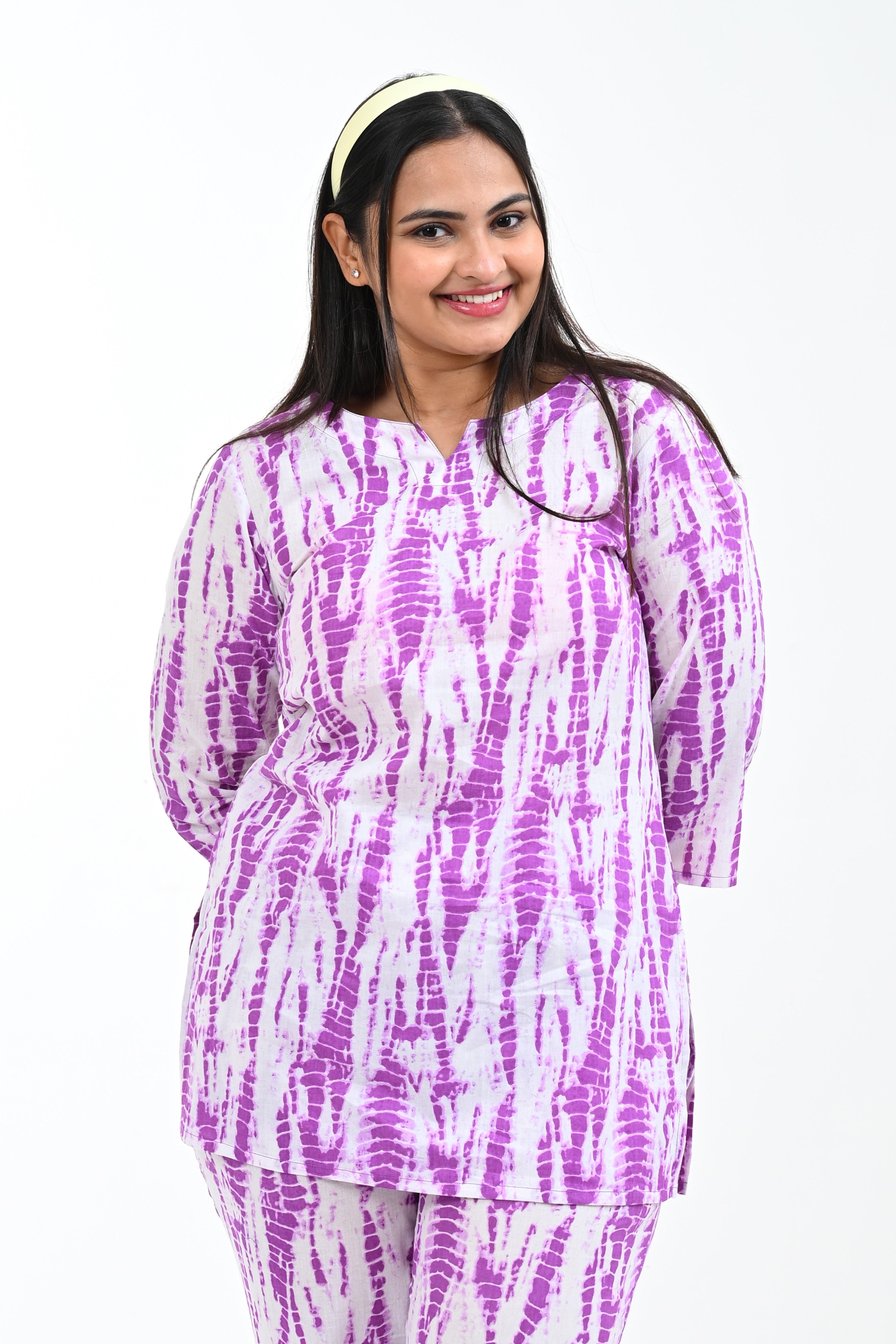 Pale Purple Cotton Printed Pyjama Set