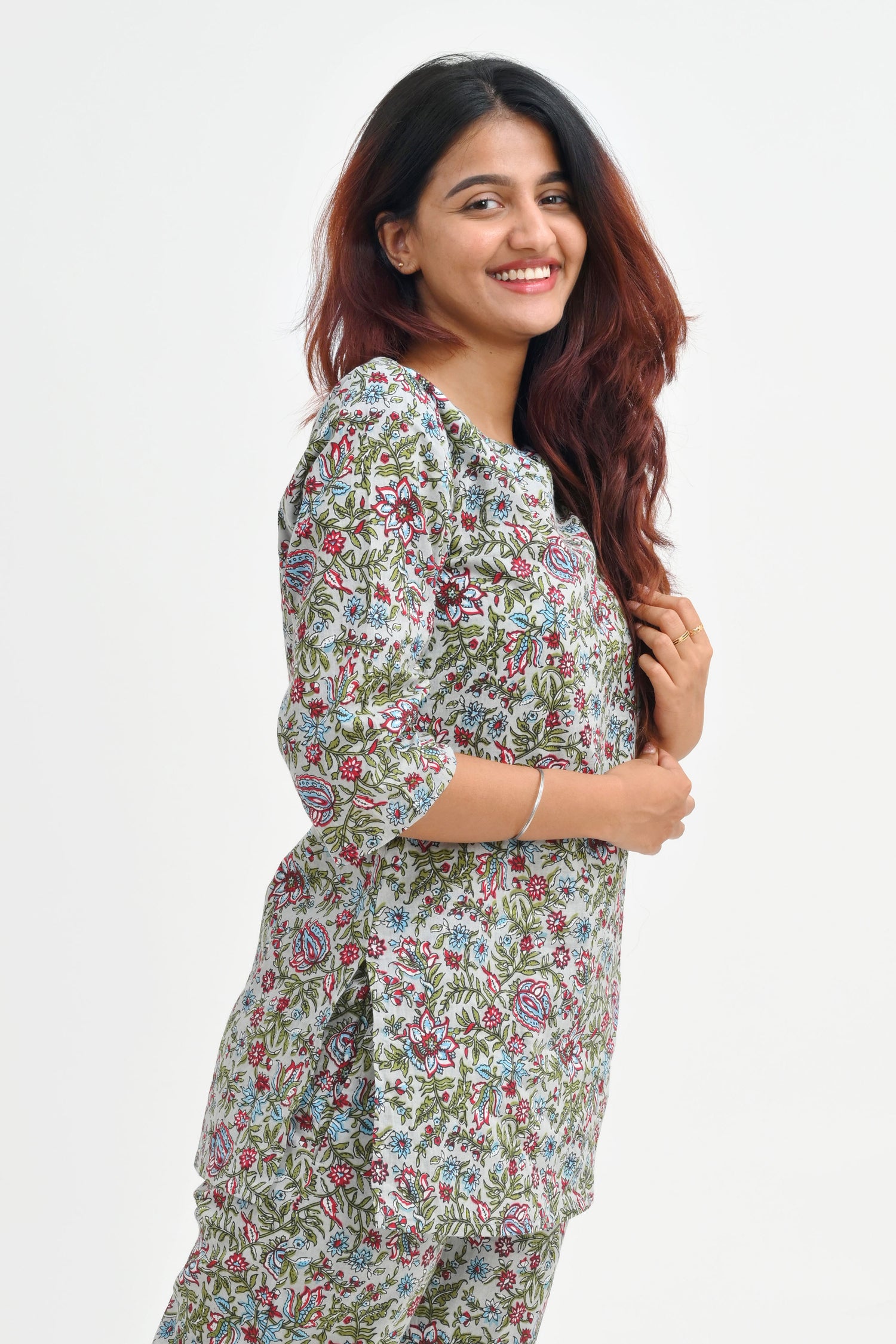 Paris White Cotton Printed Pyjama Set