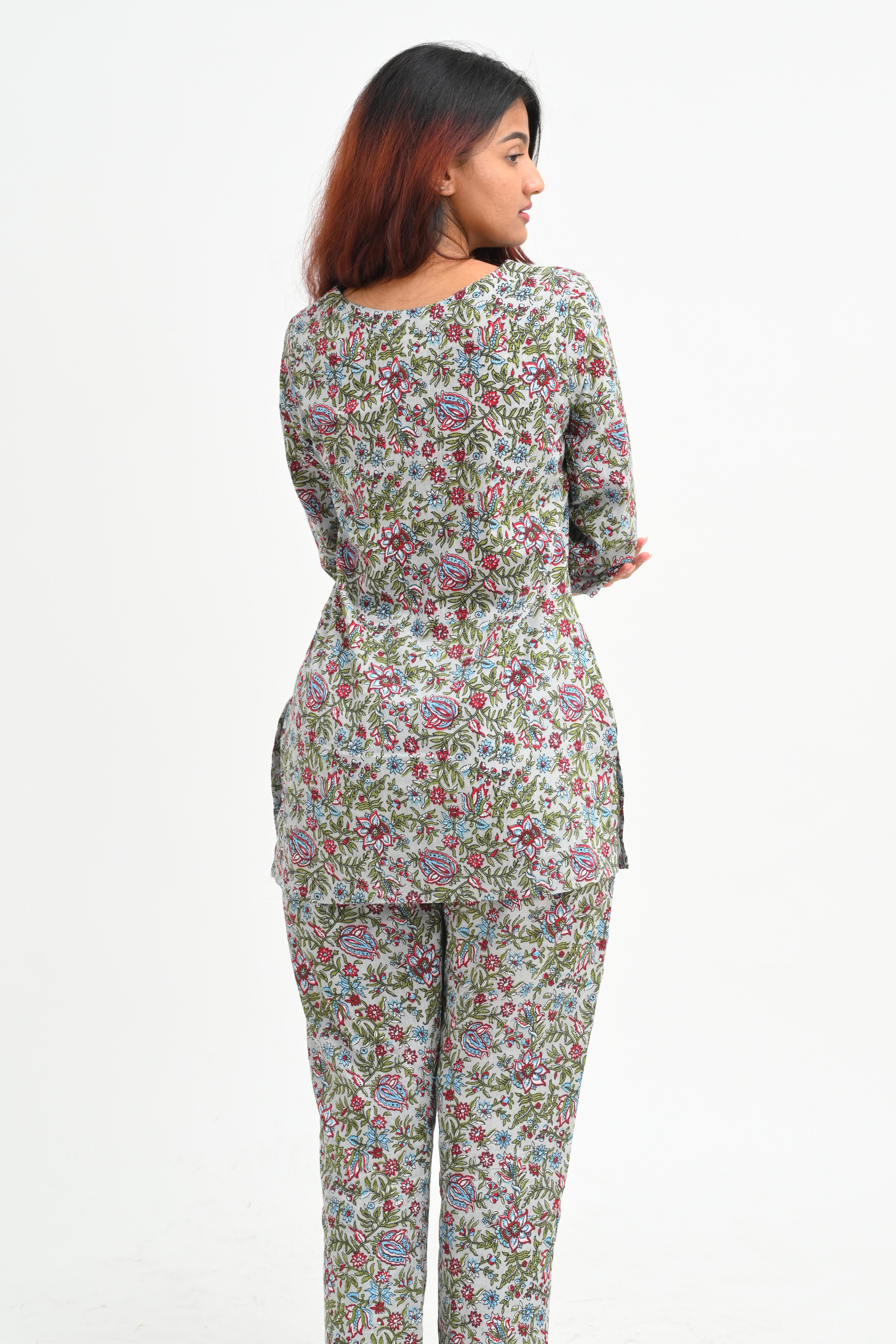Paris White Cotton Printed Pyjama Set