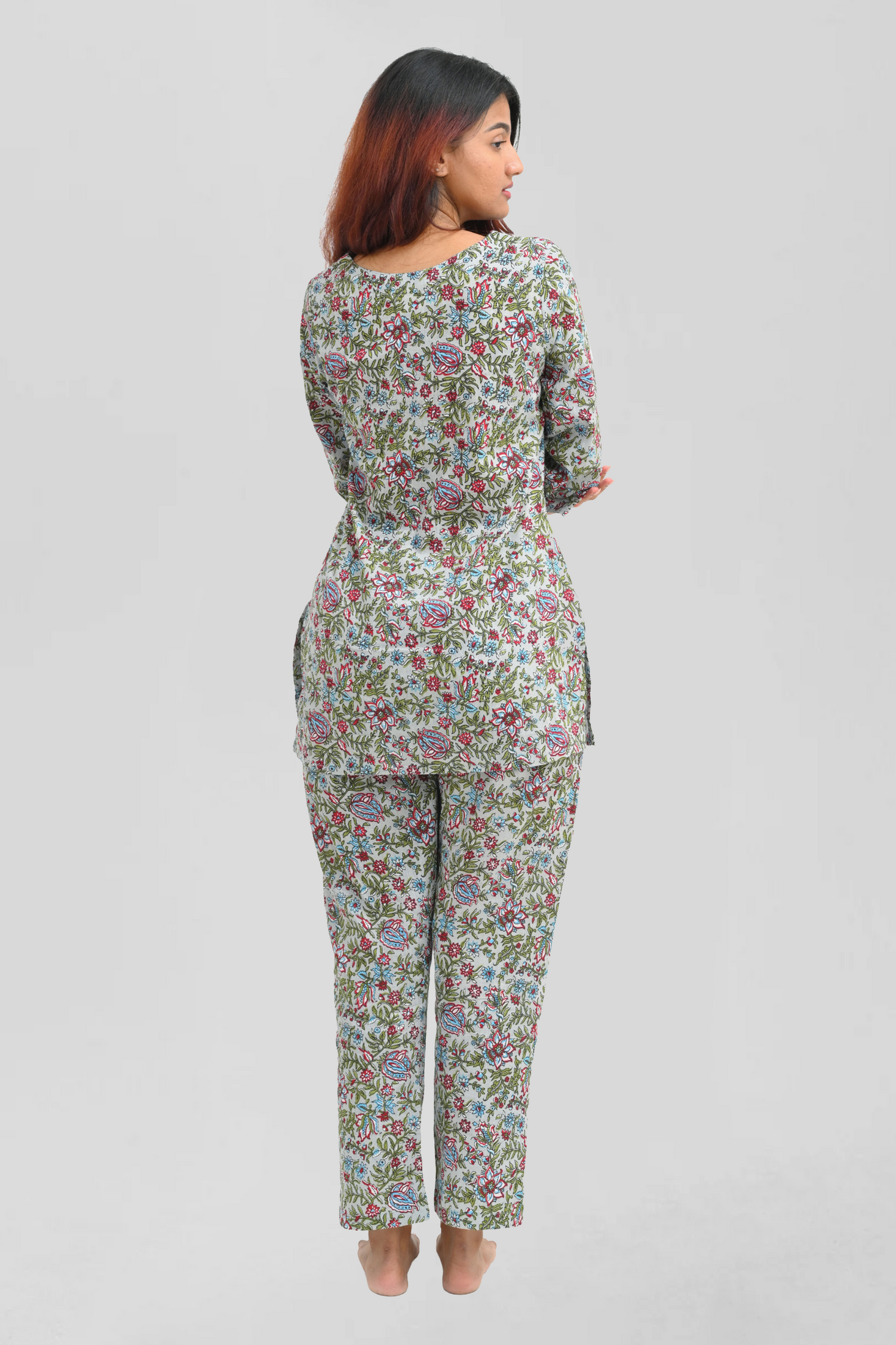 Paris White Cotton Printed Pyjama Set
