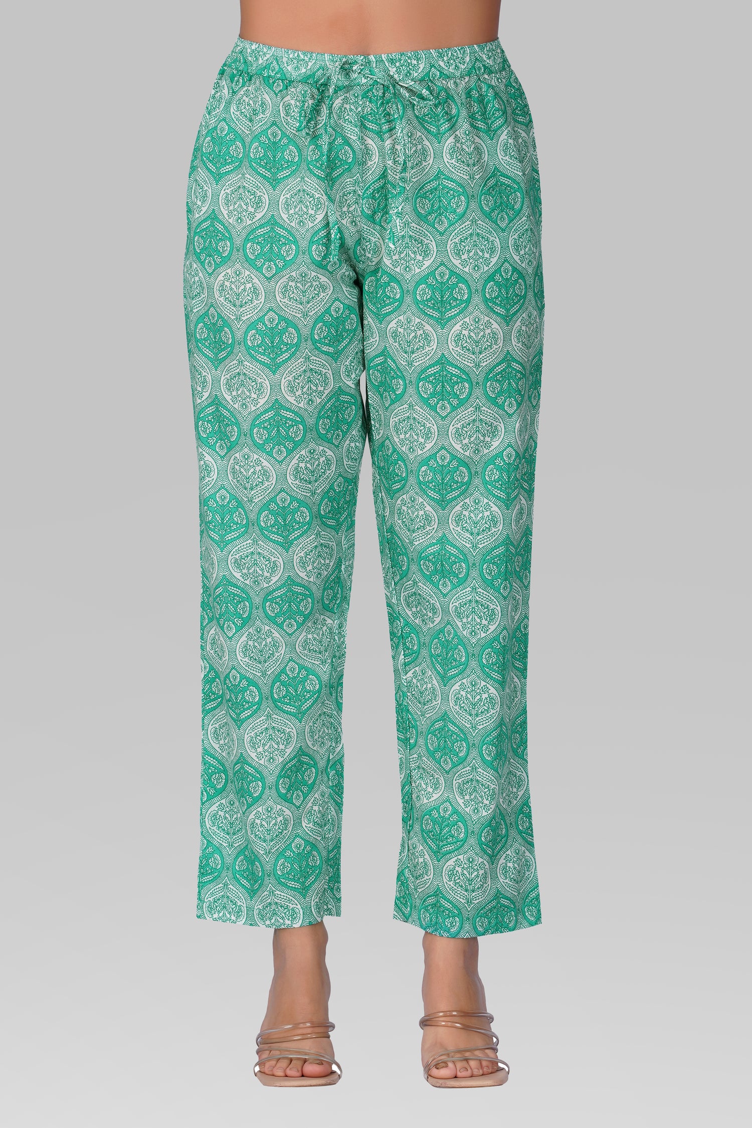 Persian Green Cotton Printed Pyjama Set