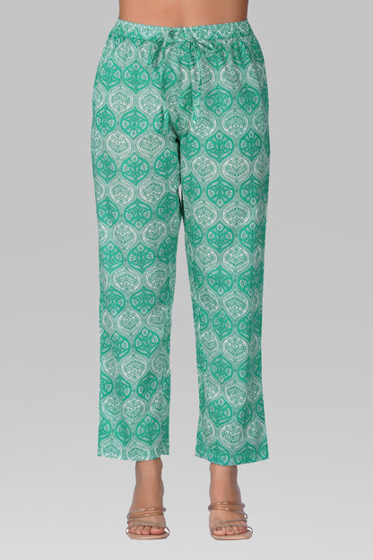 Persian Green Cotton Printed Pyjama Set