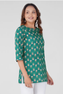 Pine Green Cotton Printed Kurti