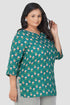 Pine Green Plus Size Cotton Printed Kurti