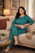 Pine Green Plus Size Cotton Printed Pyjama Set