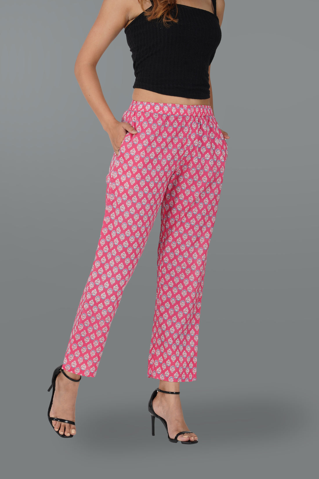 Pink Cotton Printed Bottom