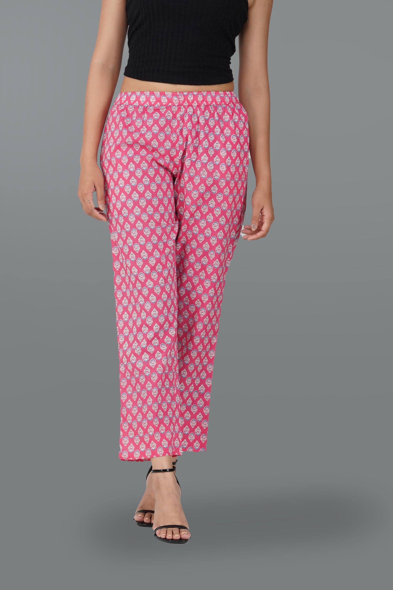 Pink Cotton Printed Bottom