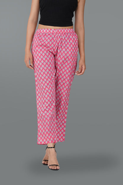Pink Cotton Printed Bottom