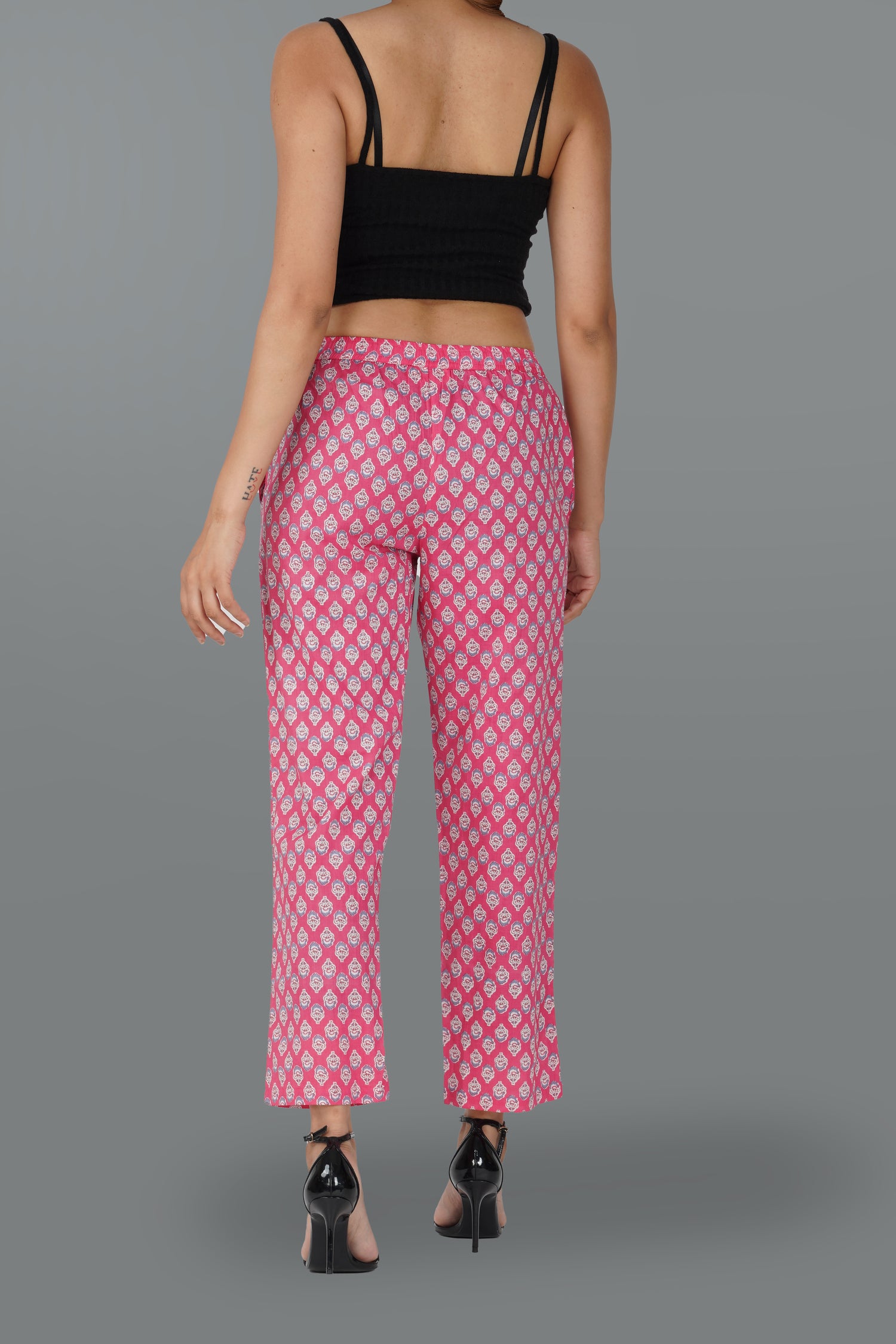 Pink Cotton Printed Bottom