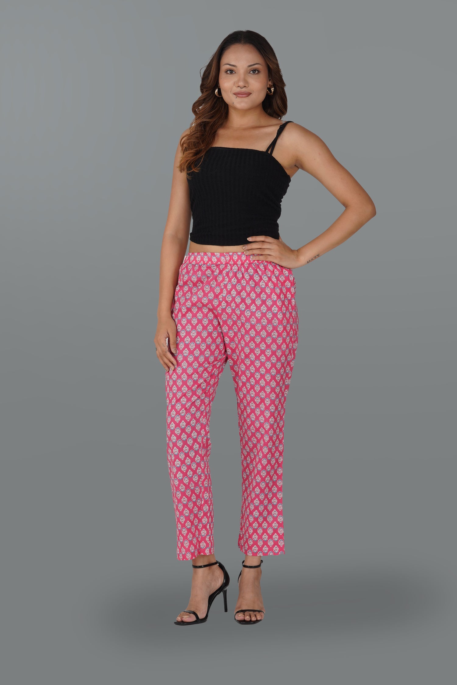 Pink Cotton Printed Bottom