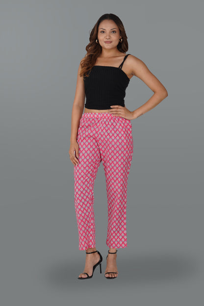 Pink Cotton Printed Bottom