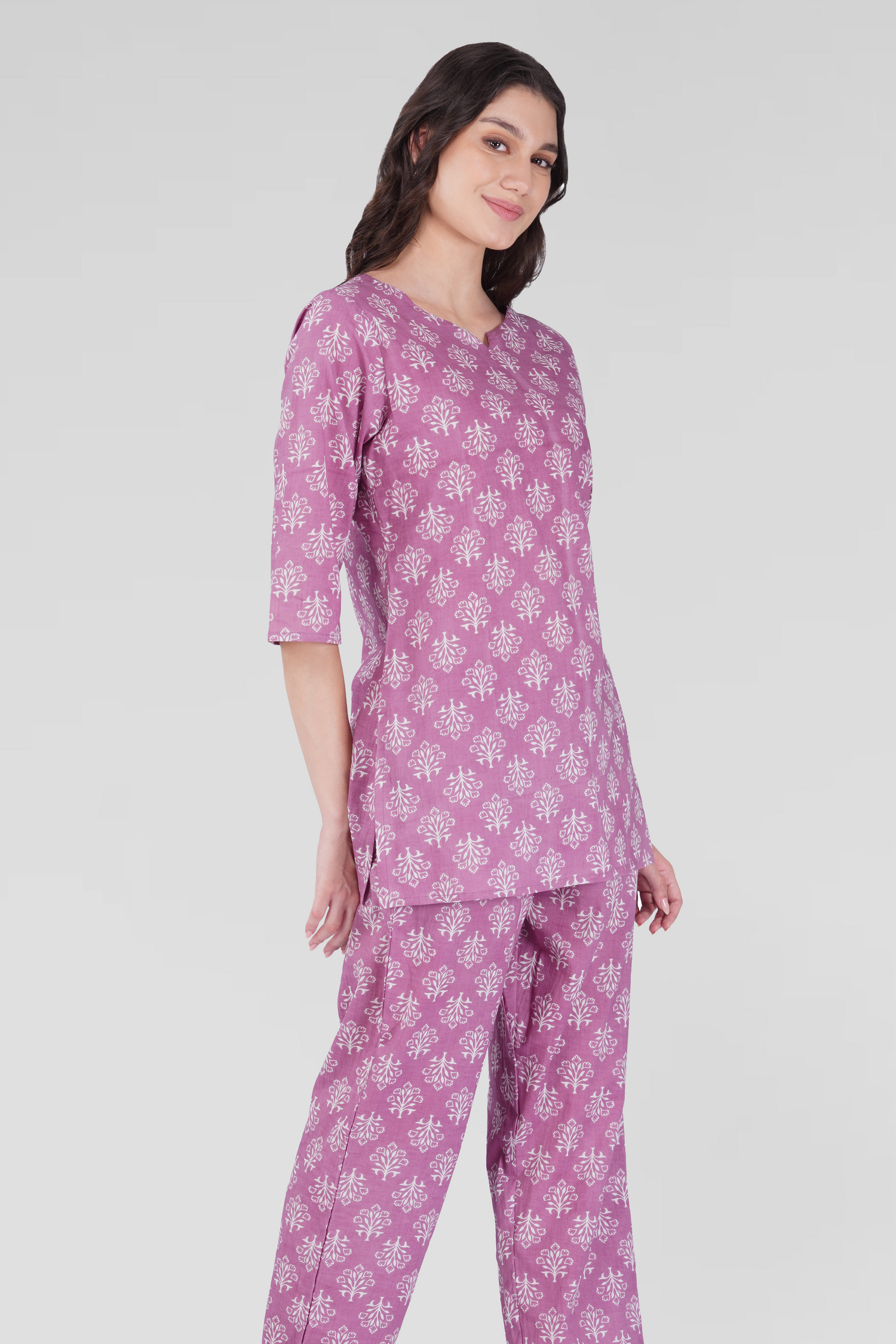 Pink Cotton Printed Pyjama Set