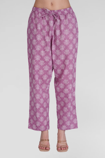 Pink Cotton Printed Pyjama Set