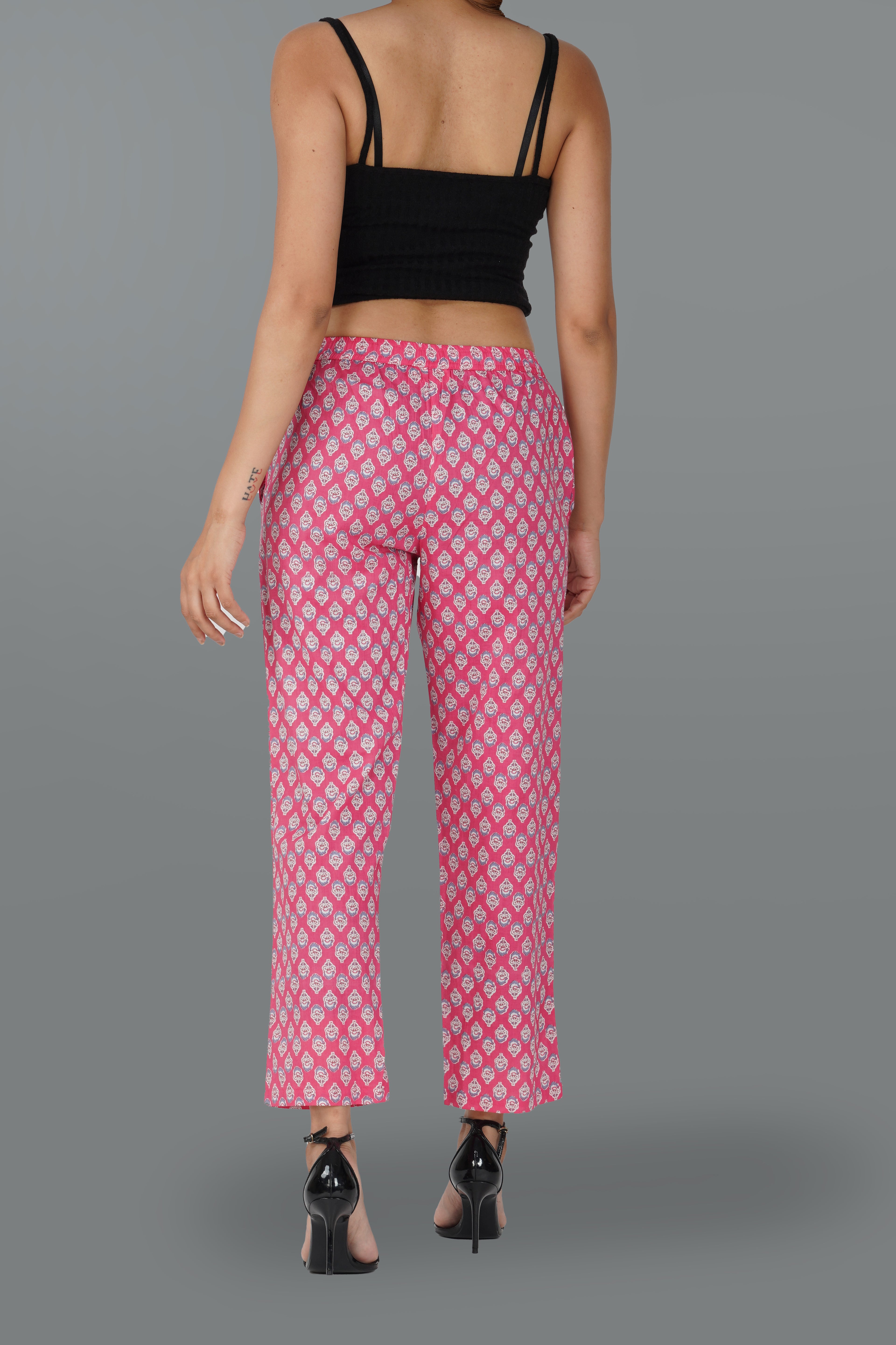 Pink Cotton Printed Bottom