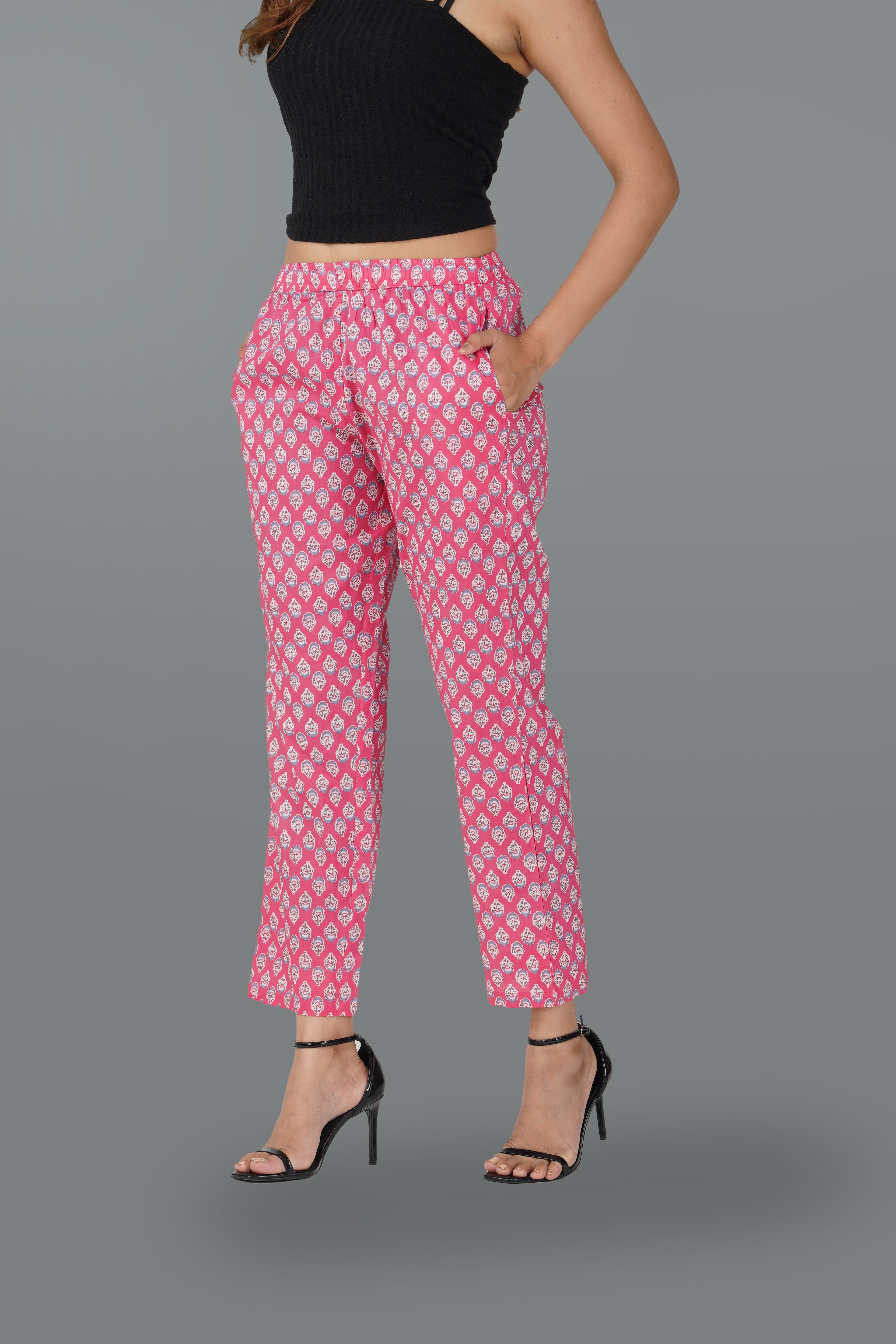 Pink Cotton Printed Bottom