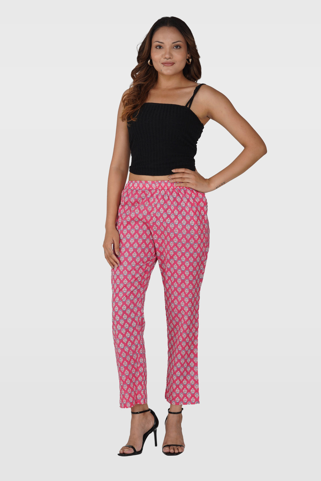 Pink Cotton Printed Bottom