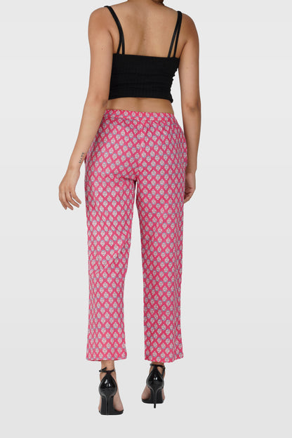 Pink Cotton Printed Bottom