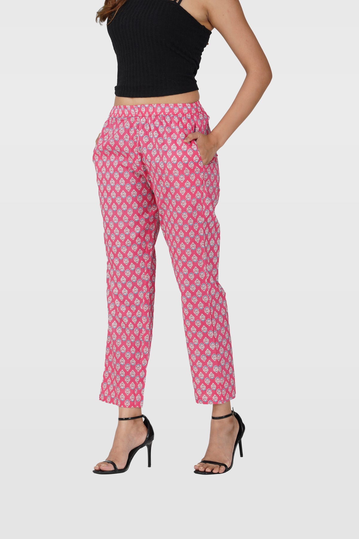 Pink Cotton Printed Bottom