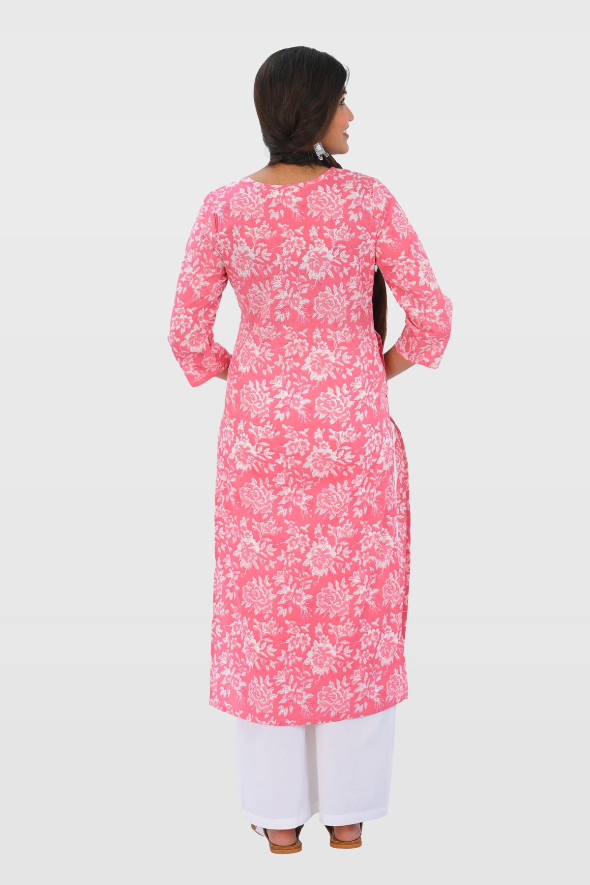 Pink Cotton Printed Kurta Set