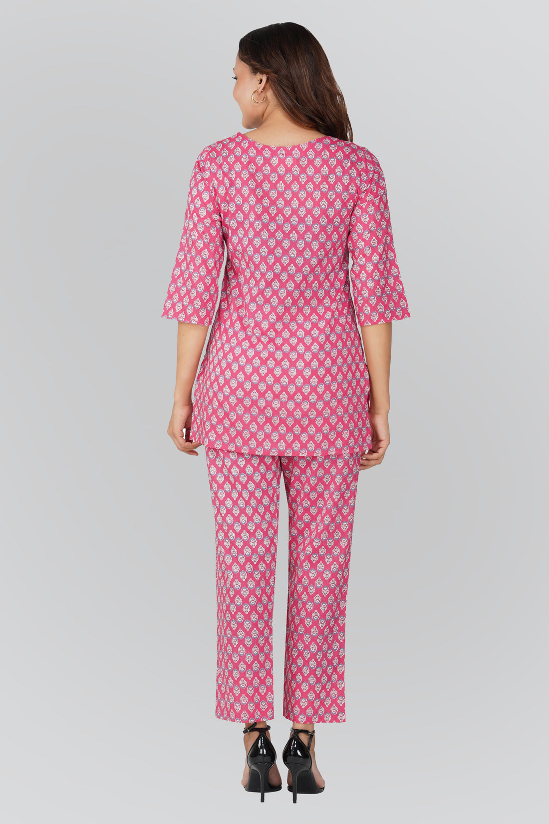 Pink Cotton Printed Pyjama Set