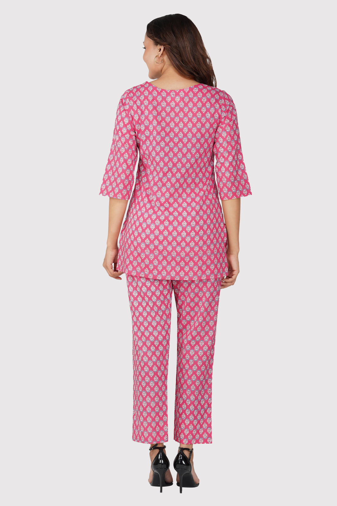 Pink Cotton Printed Pyjama Set