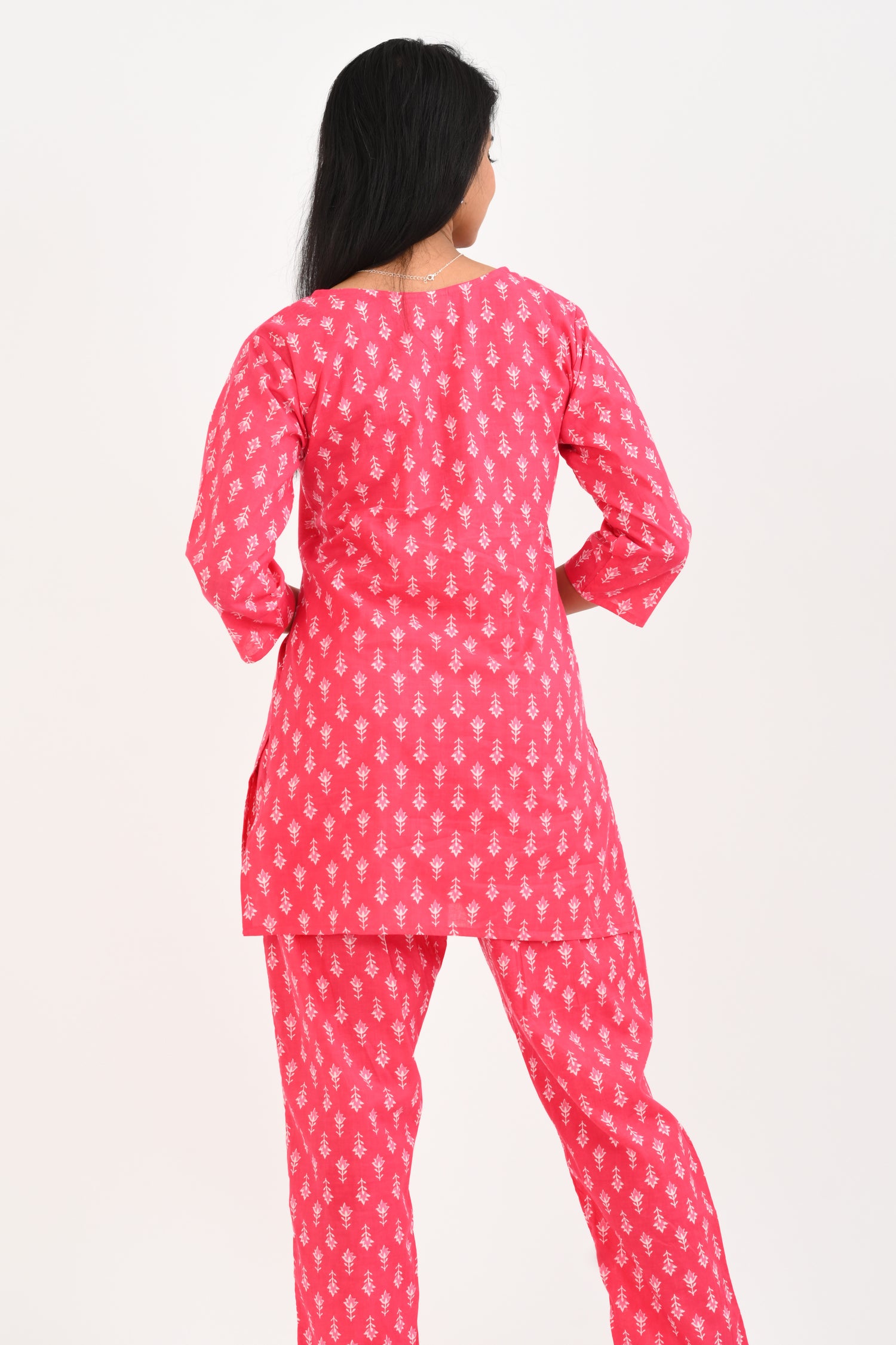 Pink Cotton Printed Pyjama Set