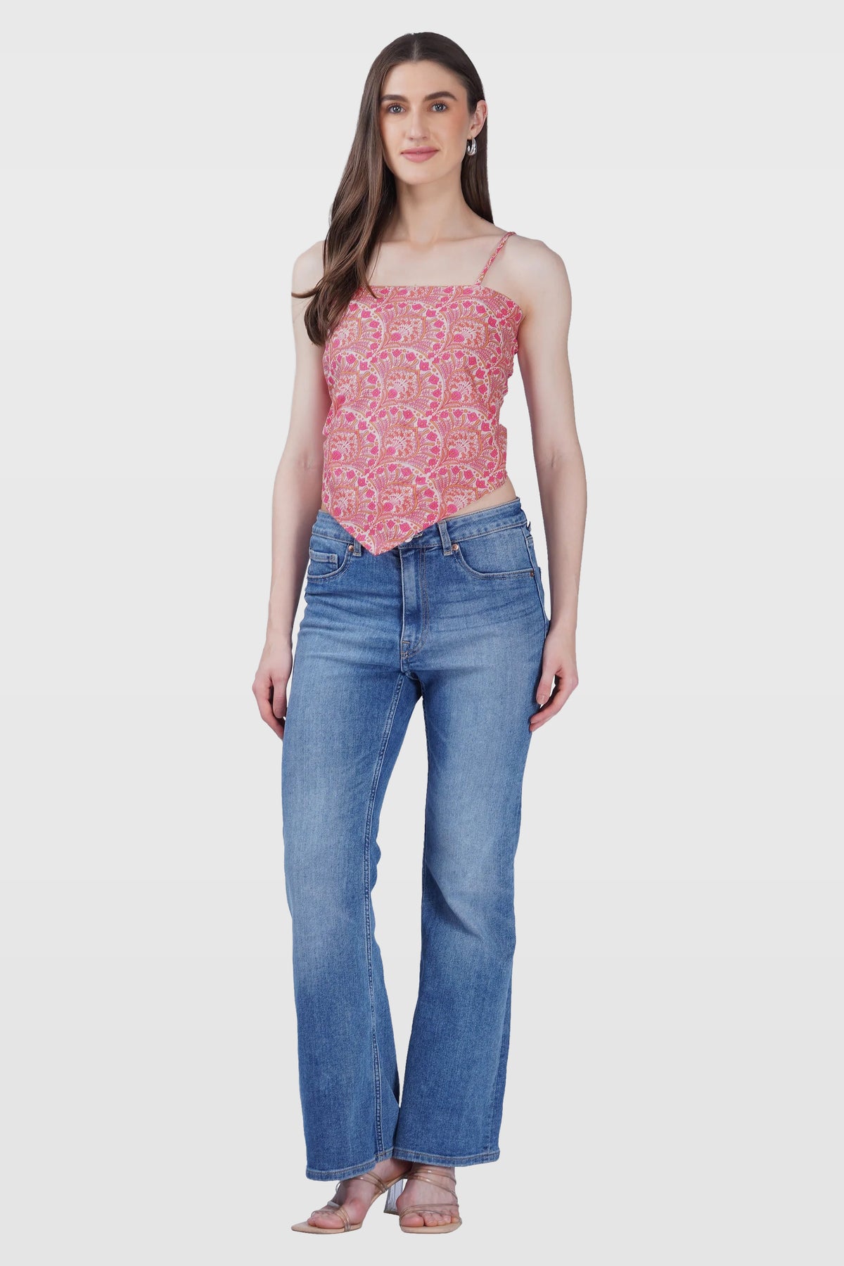 Pink Cotton Printed Scarf Top