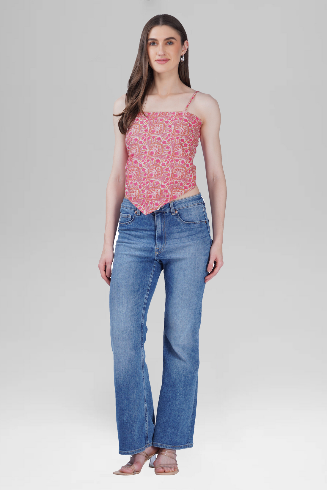 Pink Cotton Printed Scarf Top