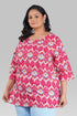 Pink Ikat Plus Size Cotton Printed Kurti