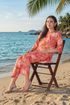 Pink Peach V Neck Cotton Printed Pyjama Set