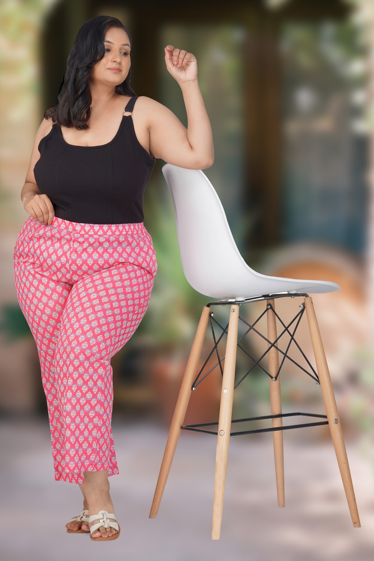 Pink Plus Size Cotton Printed Bottom