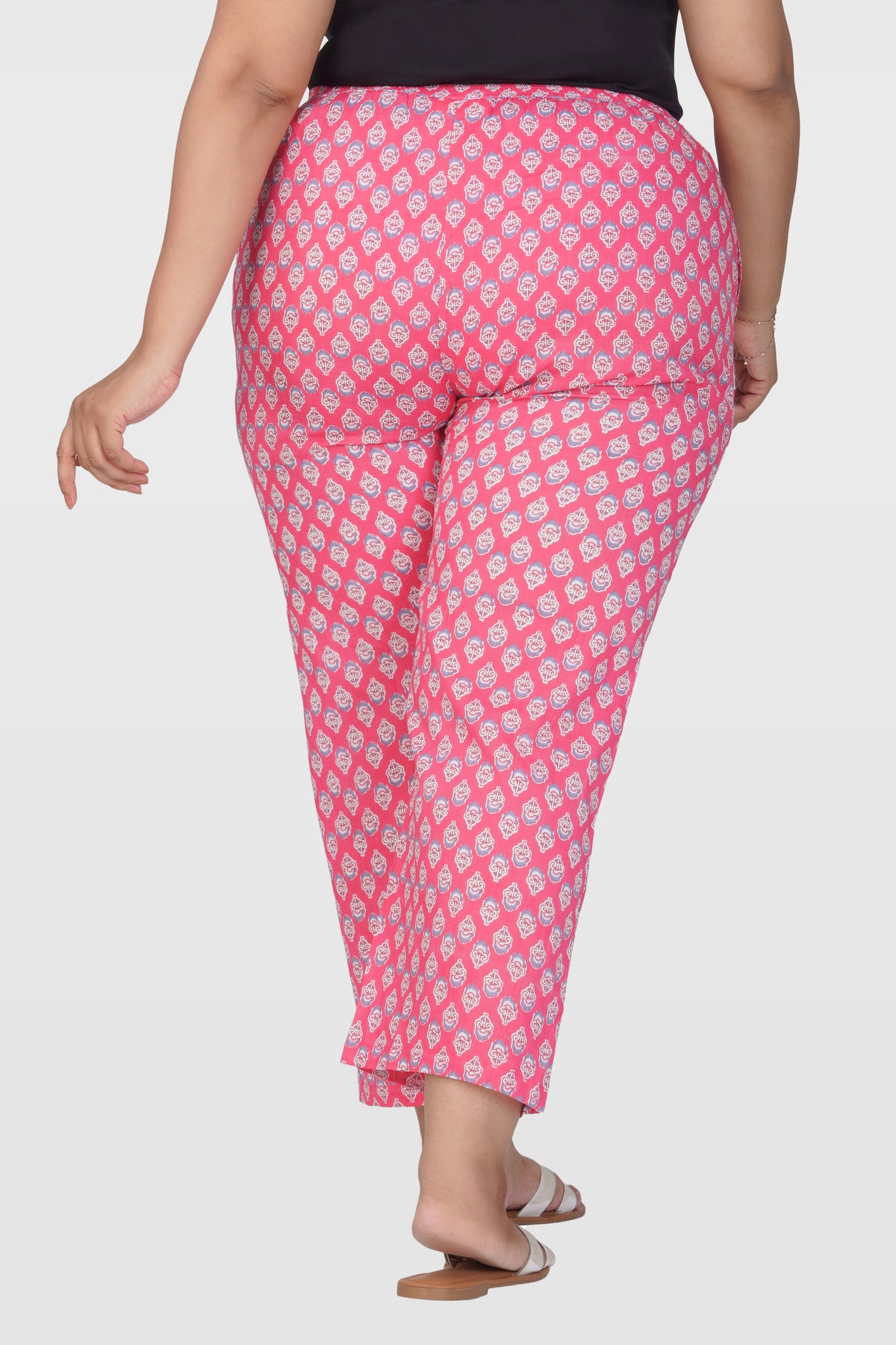 Pink Plus Size Cotton Printed Bottom