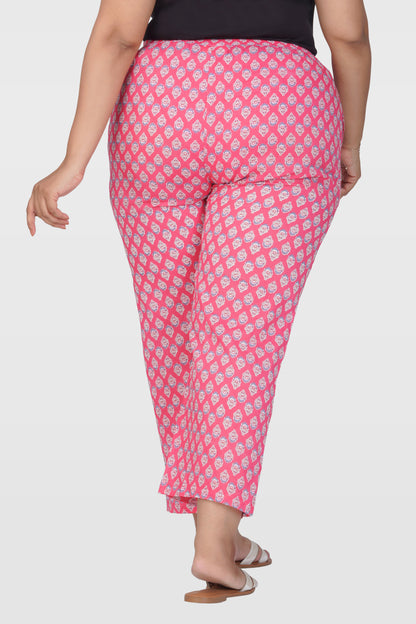 Pink Plus Size Cotton Printed Bottom