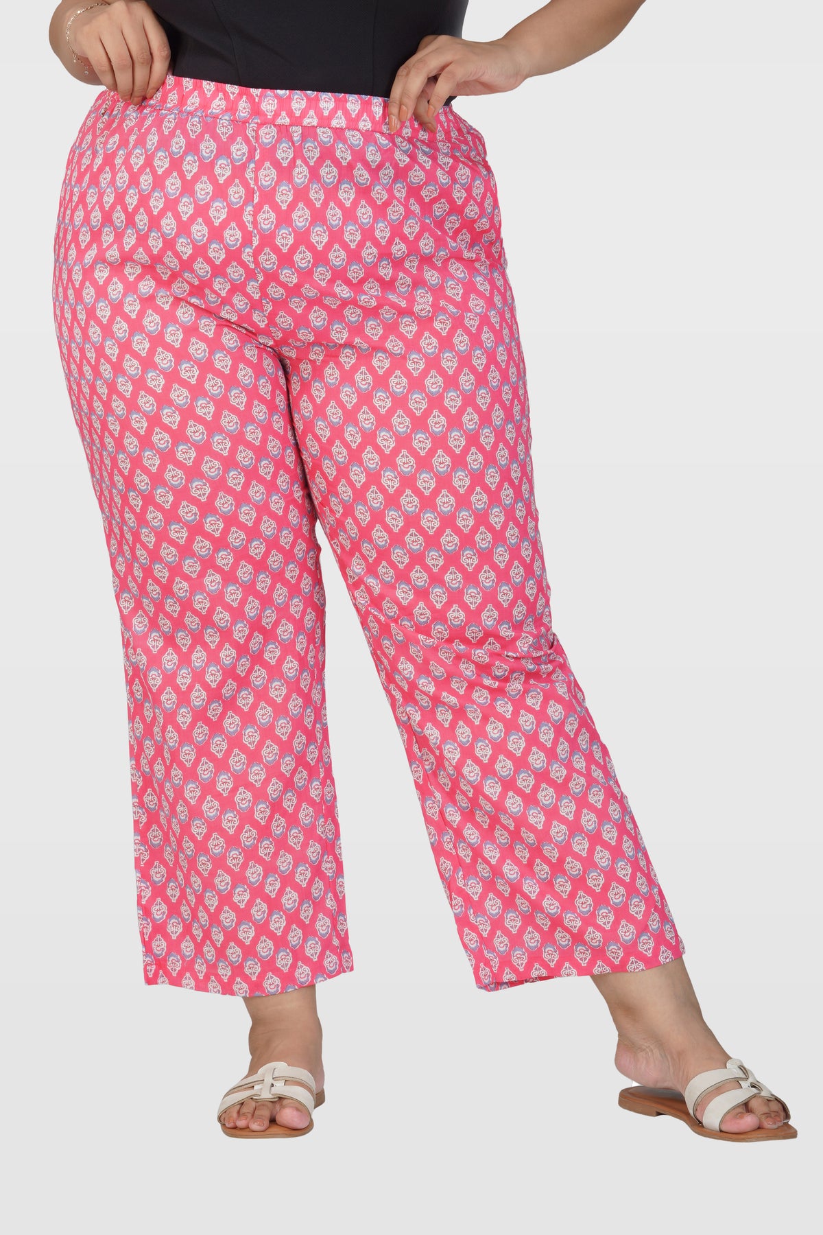 Pink Plus Size Cotton Printed Bottom
