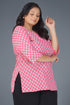 Pink Plus Size Cotton Printed Kurti