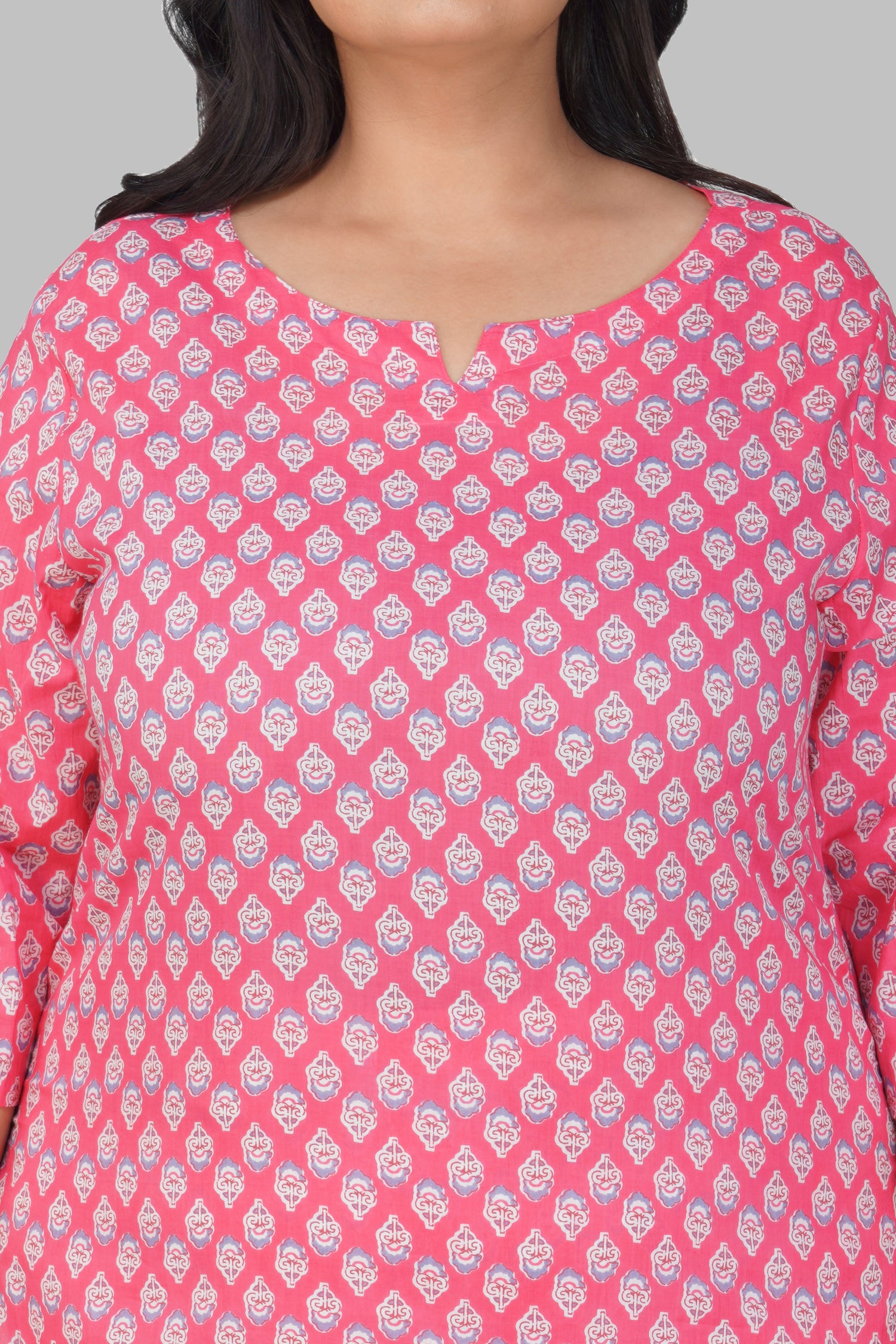 Pink Plus Size Cotton Printed Pyjama Set