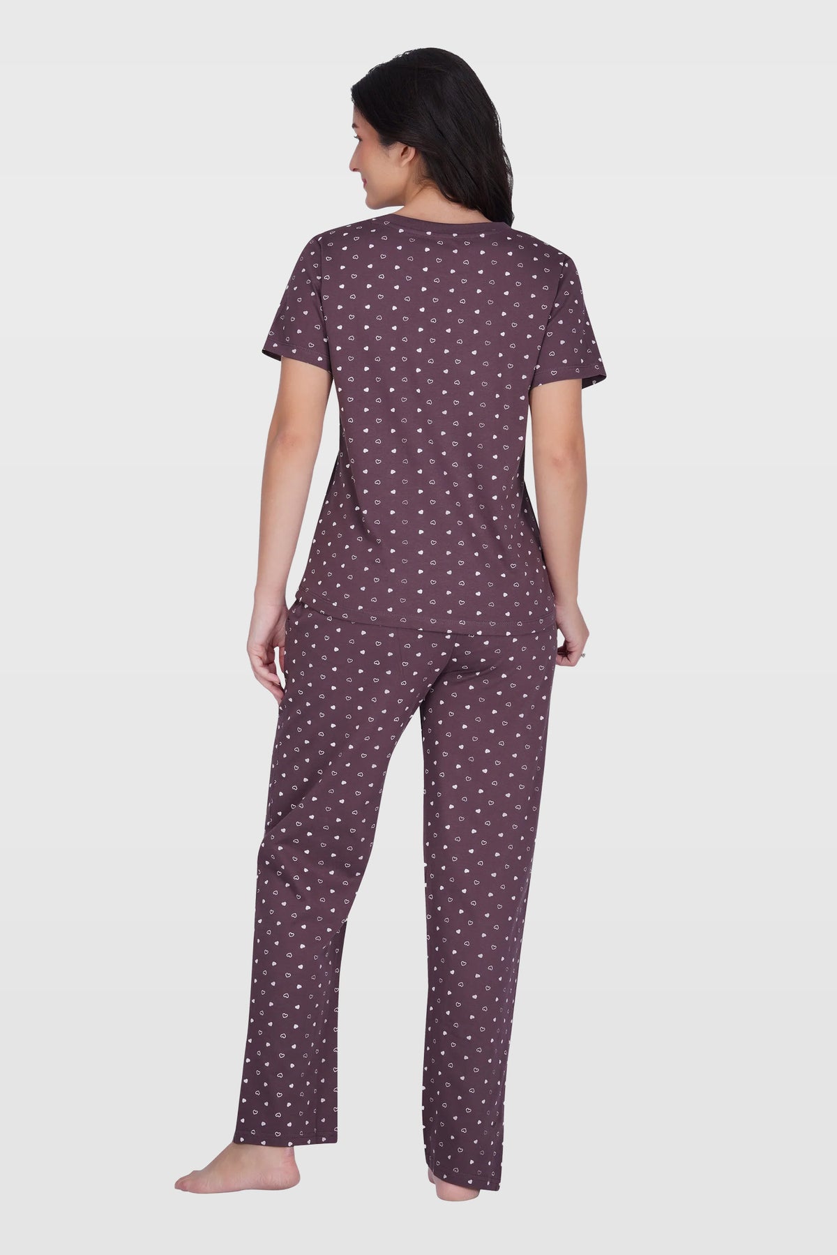 Plum Cotton Printed Pyjama Set