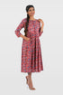 Pomegranate Red Cotton Printed Midi Dress