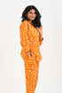 Pumpkin Orange Cotton Printed Pyjama Set Cuban Collar