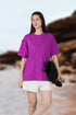 Purple Cotton Oversized Crew Neck T-Shirt