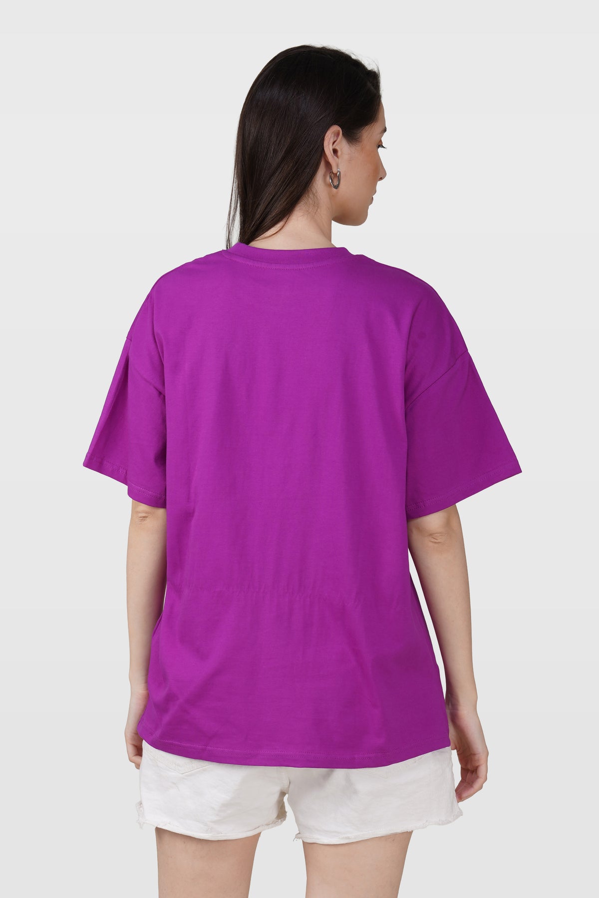 Purple Cotton Oversized Crew Neck T-Shirt