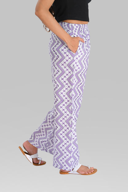 Purple Cotton Printed Kurta Set