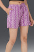 Purple Cotton Printed Shorts