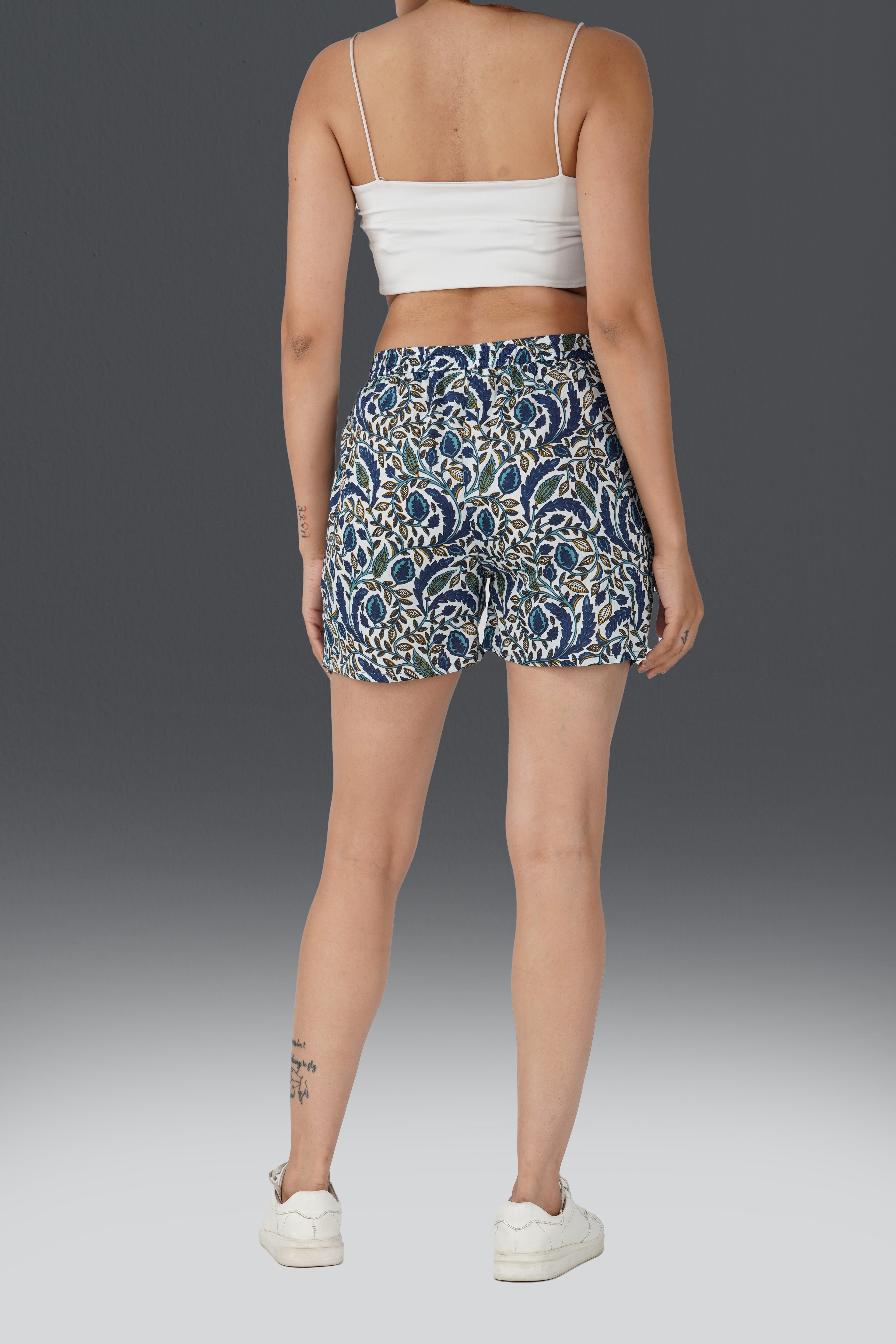 Regal Blue Cotton Printed Shorts