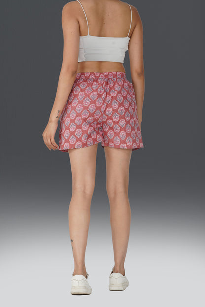 Turkish Rose Cotton Printed Shorts