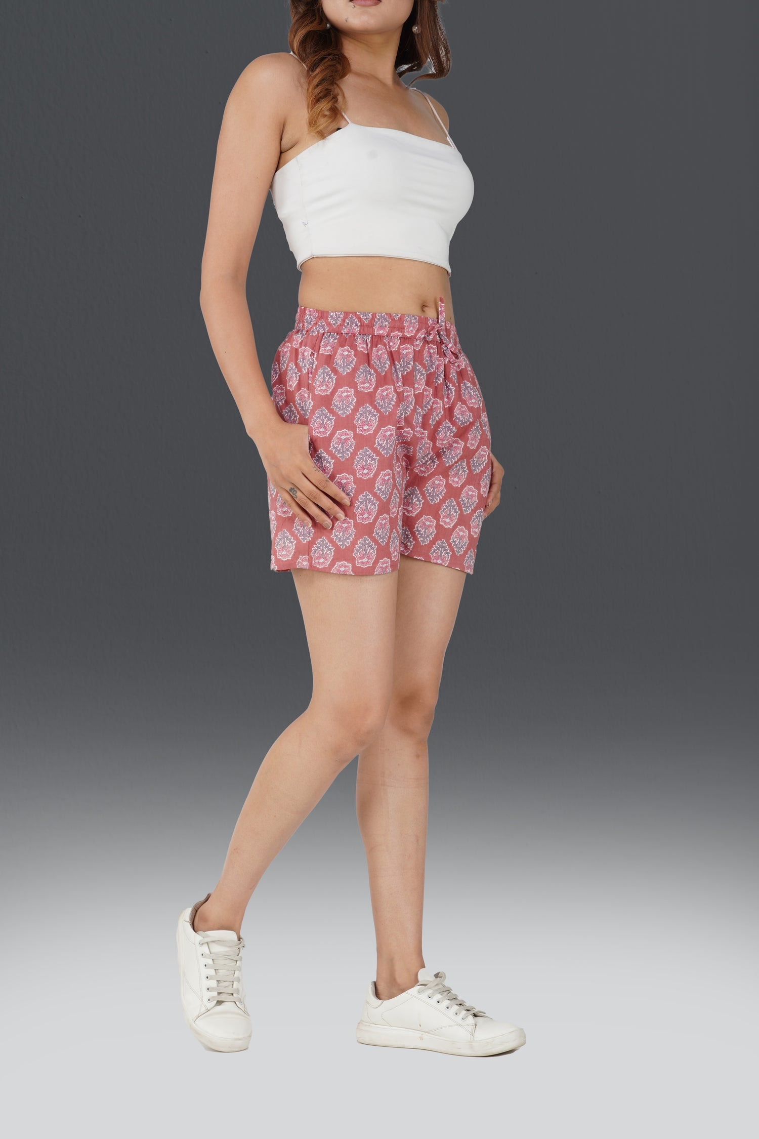Turkish Rose Cotton Printed Shorts
