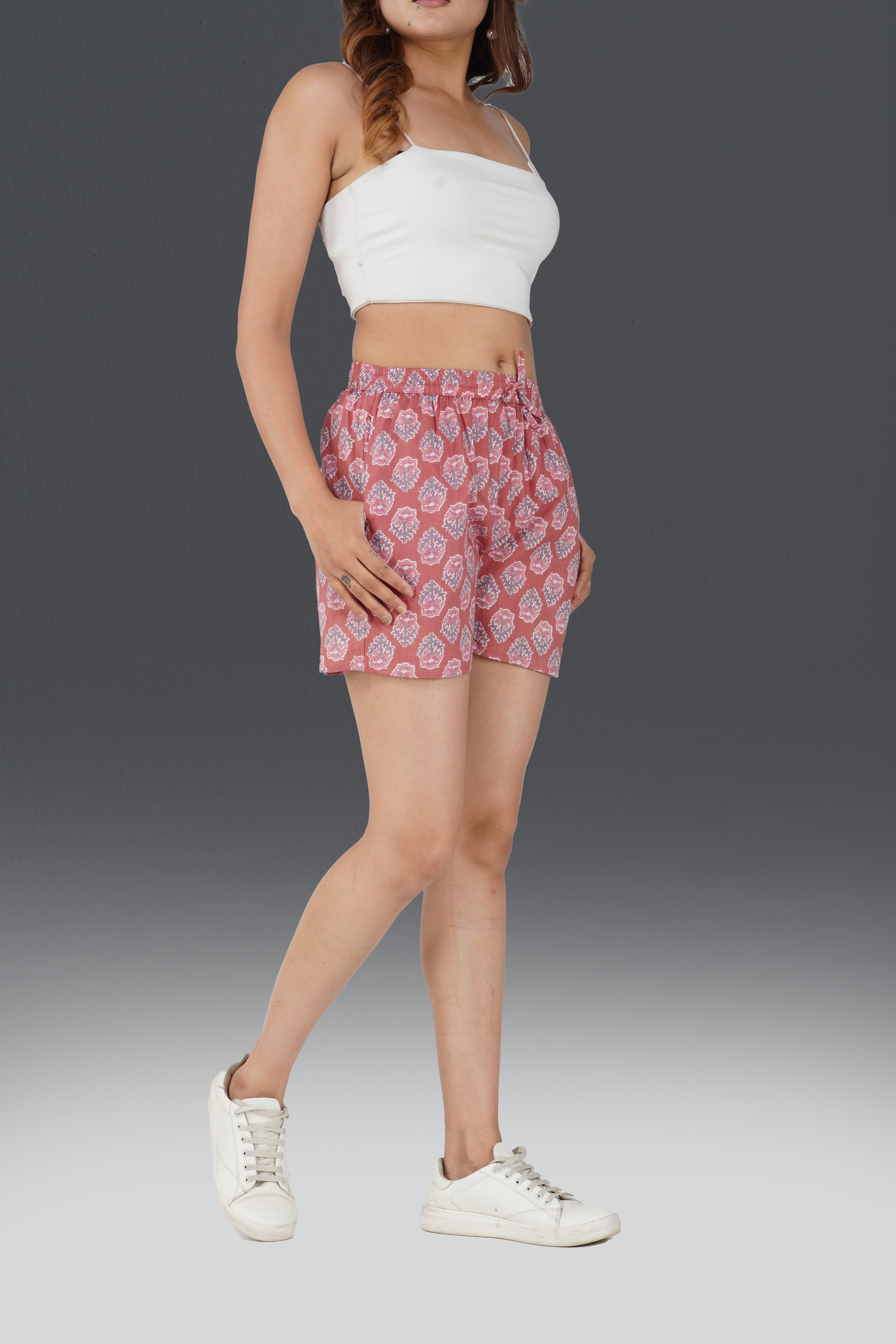 Turkish Rose Cotton Printed Shorts