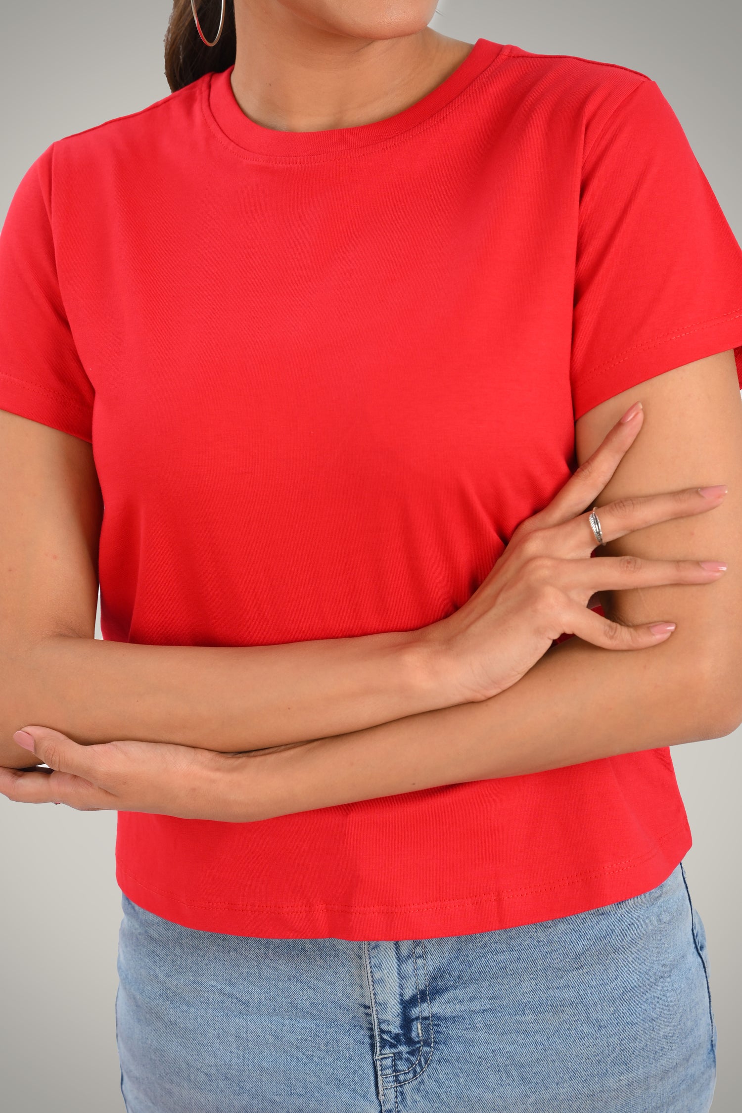 Red Cotton Crew Neck T-Shirt