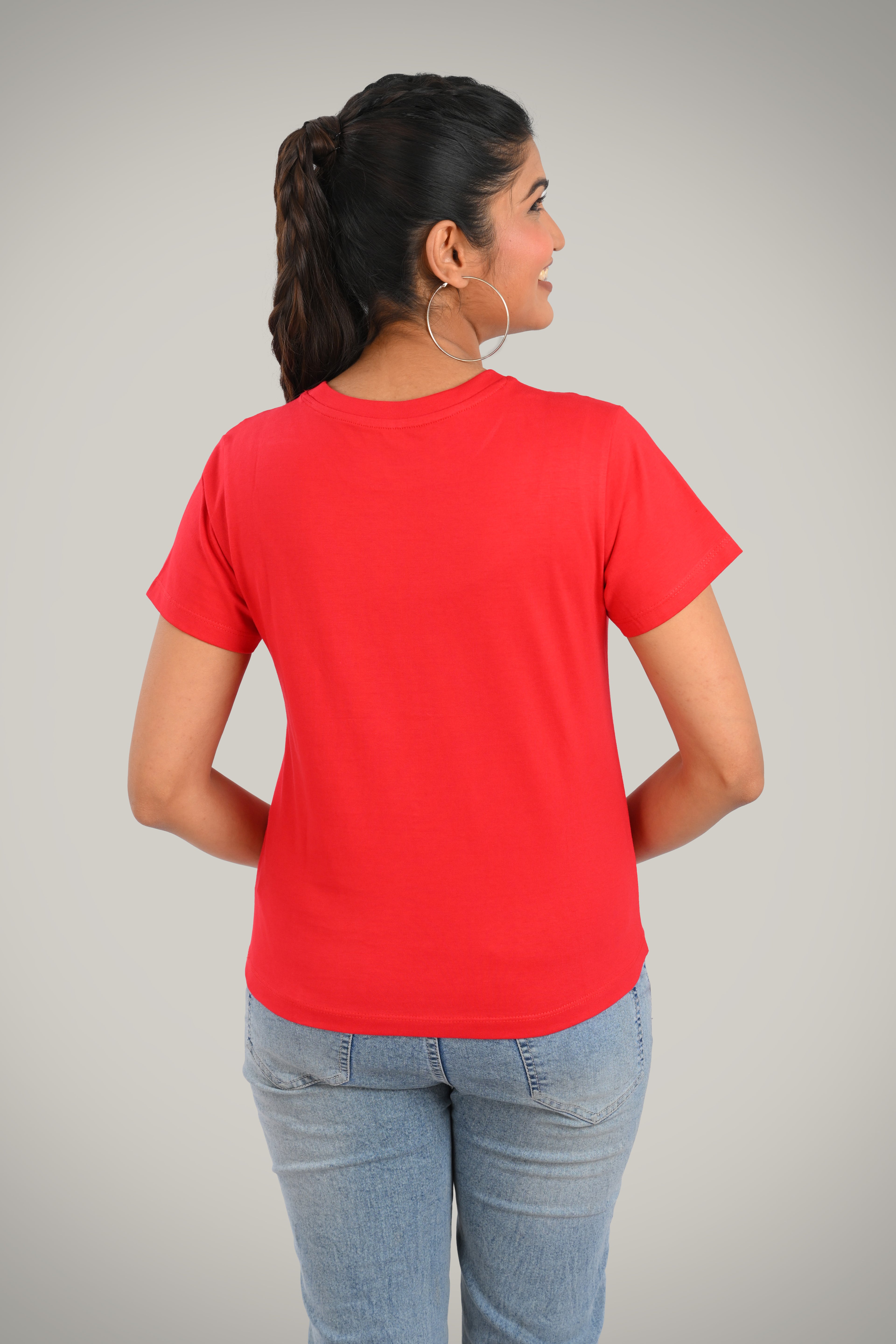 Red Cotton Crew Neck T-Shirt